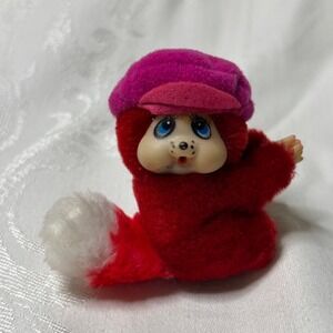 Vintage Purple Monchichi Style Clip Pencil Hugger Red PinkHat 80s 3" Bell